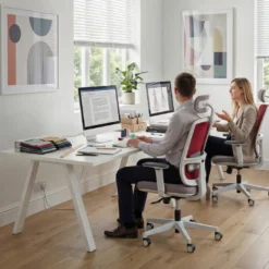 Mesa de oficina progresiva UvePro doble, fondo 100cm, estructura blanca