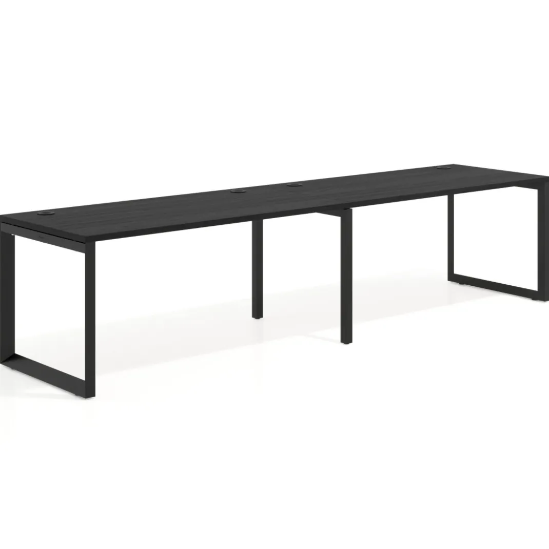 Mesa de oficina progresiva Delta doble, fondo 80cm, estructura negra