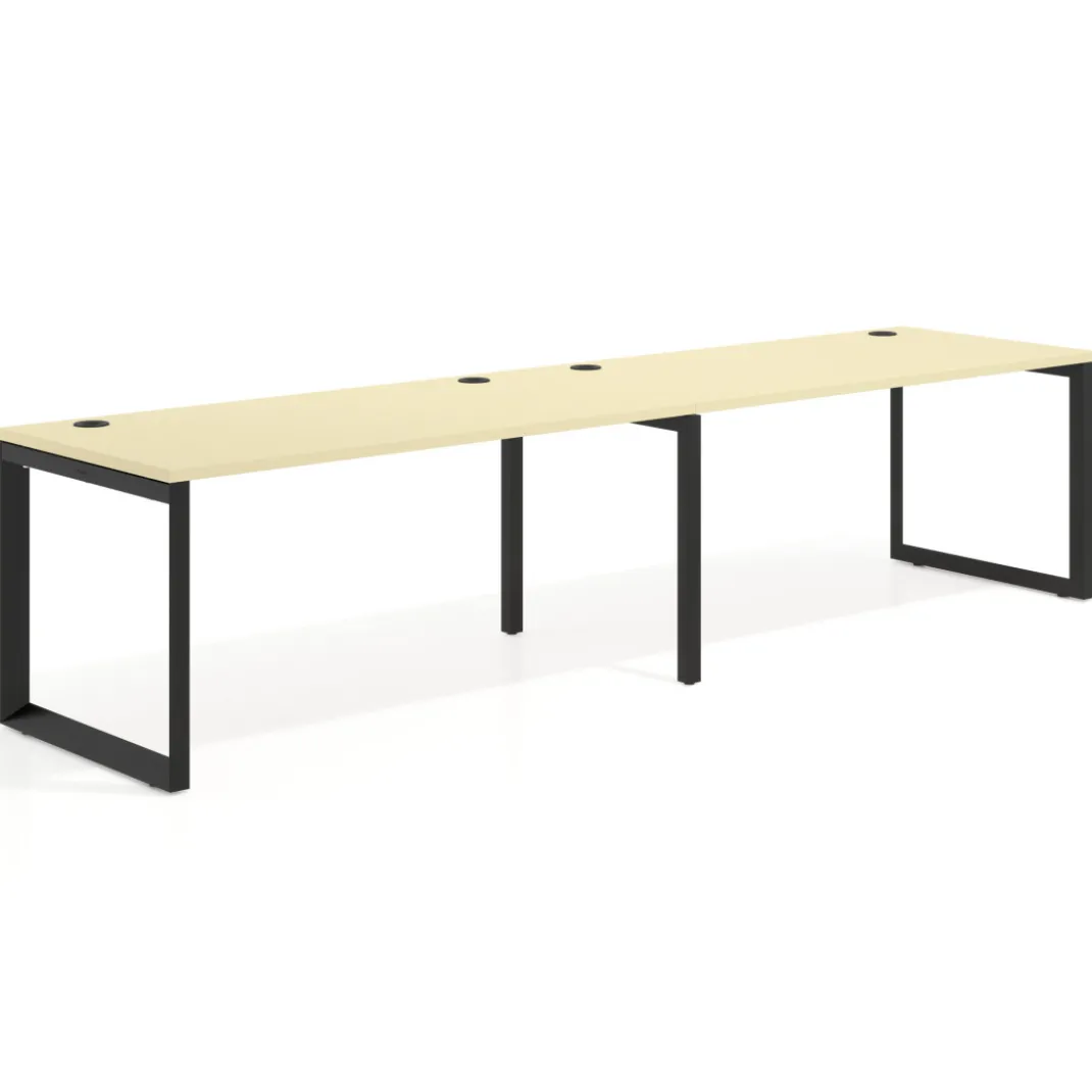 Mesa de oficina progresiva Delta doble, fondo 80cm, estructura negra