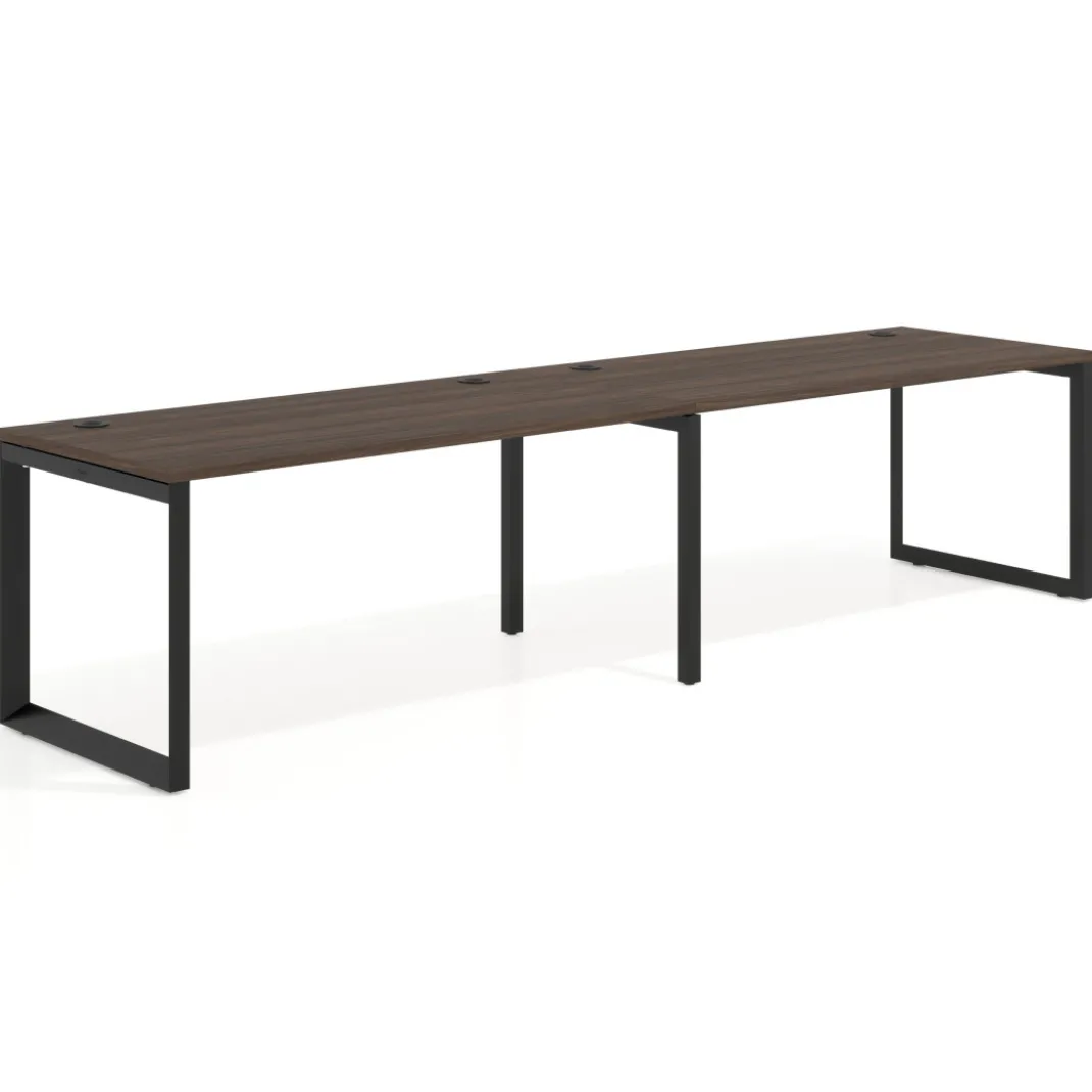 Mesa de oficina progresiva Delta doble, fondo 80cm, estructura negra