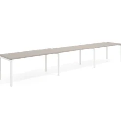 Mesa de oficina progresiva triple Kube, fondo 80cm, estructura blanca