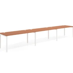 Mesa de oficina progresiva triple Kube, fondo 80cm, estructura blanca