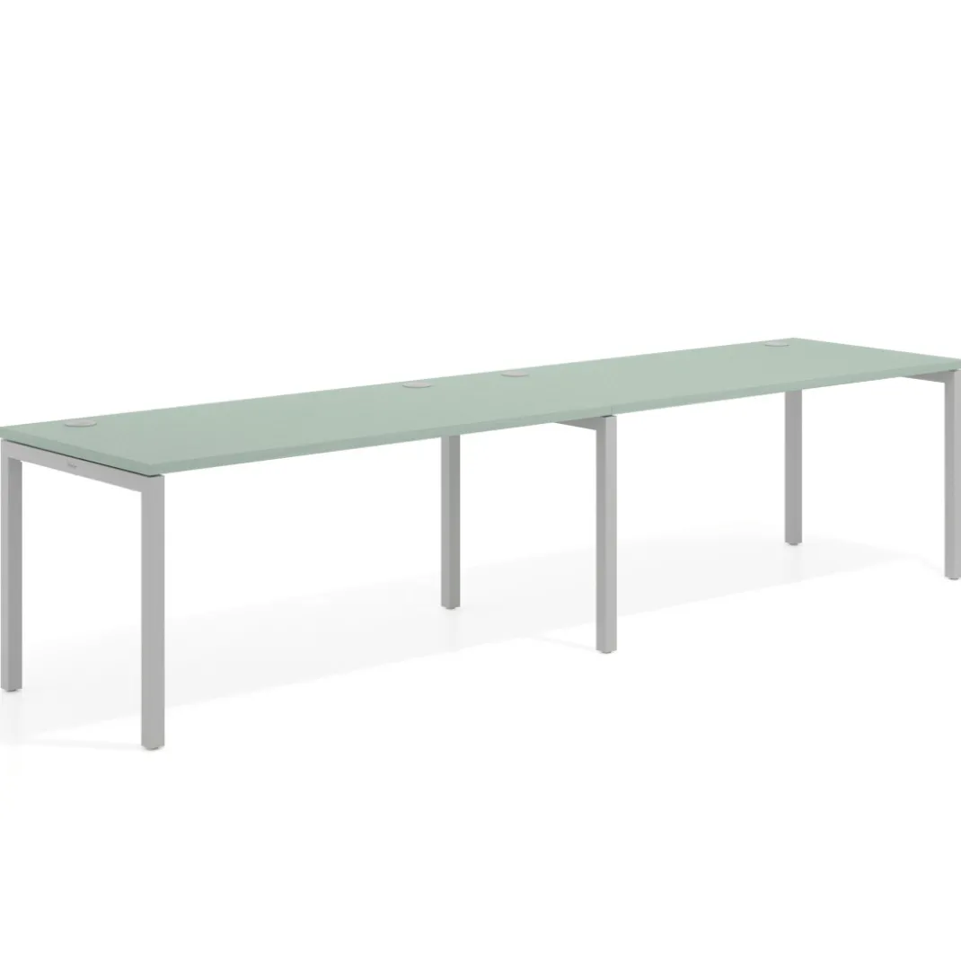 Mesa de oficina progresiva doble Kube, fondo 80cm, estructura aluminio