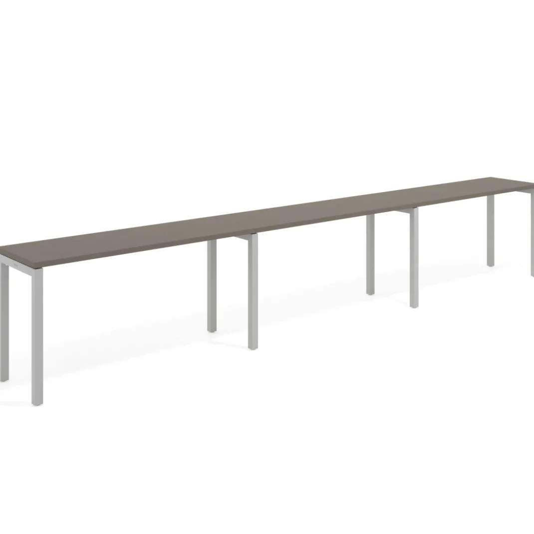 Mesa de oficina progresiva triple Kube, fondo 50cm, estructura aluminio