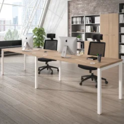 Mesa de oficina progresiva doble Kube, fondo 80cm, estructura blanca