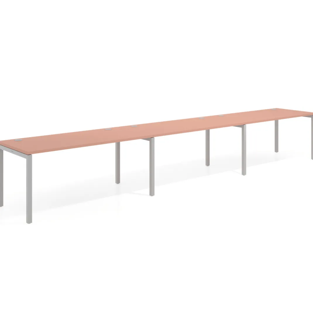 Mesa de oficina progresiva triple Kube, fondo 80cm, estructura aluminio