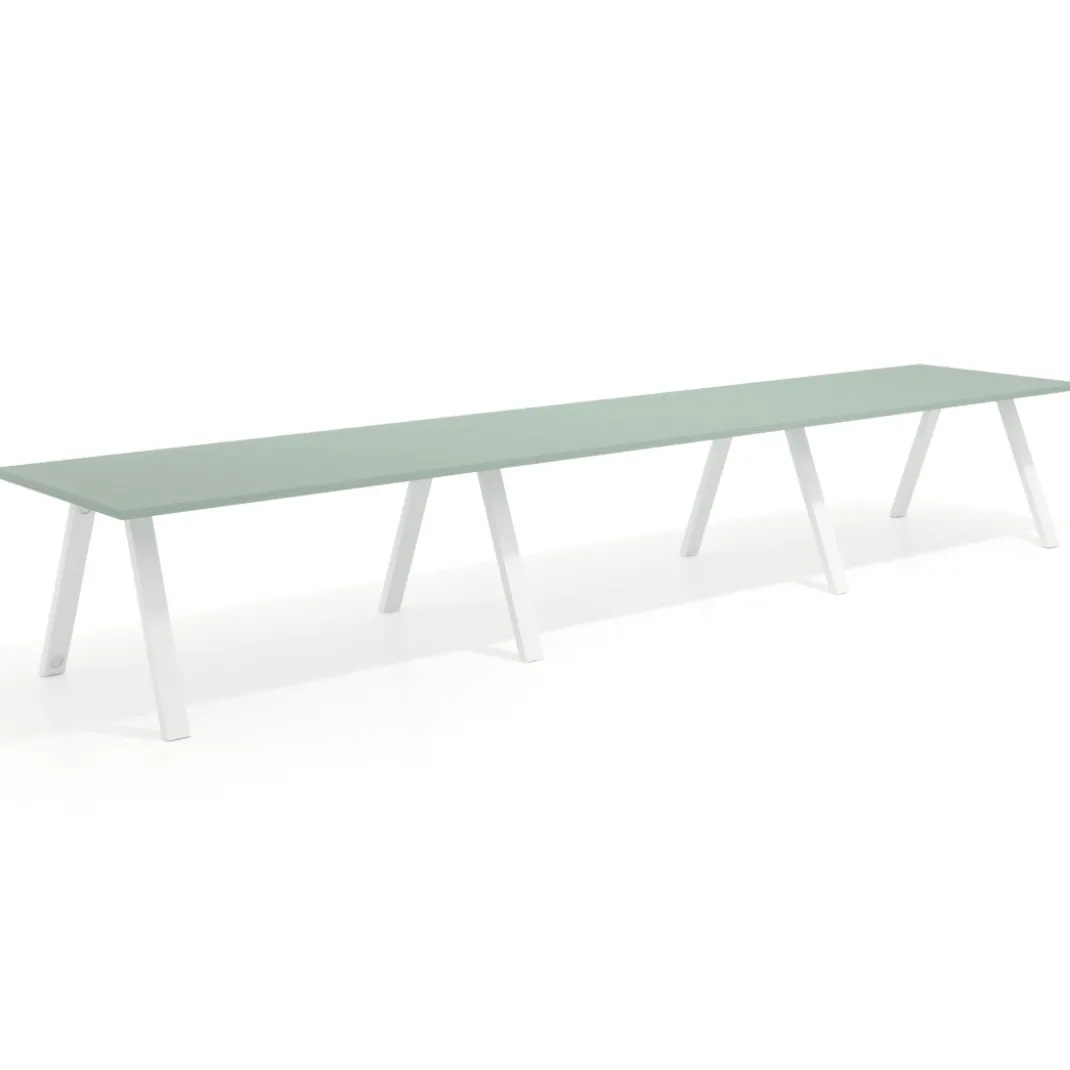 Mesa de oficina progresiva UvePro triple, fondo 100cm, estructura blanca