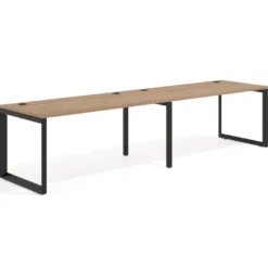 Mesa de oficina progresiva Delta doble, fondo 80cm, estructura negra