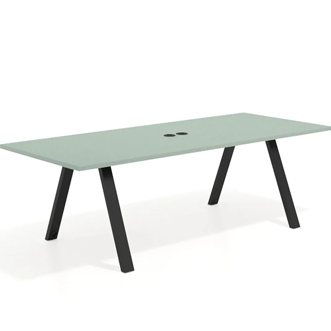 Mesa de reuniones rectangular UvePro fondo 100cm, estructura negra