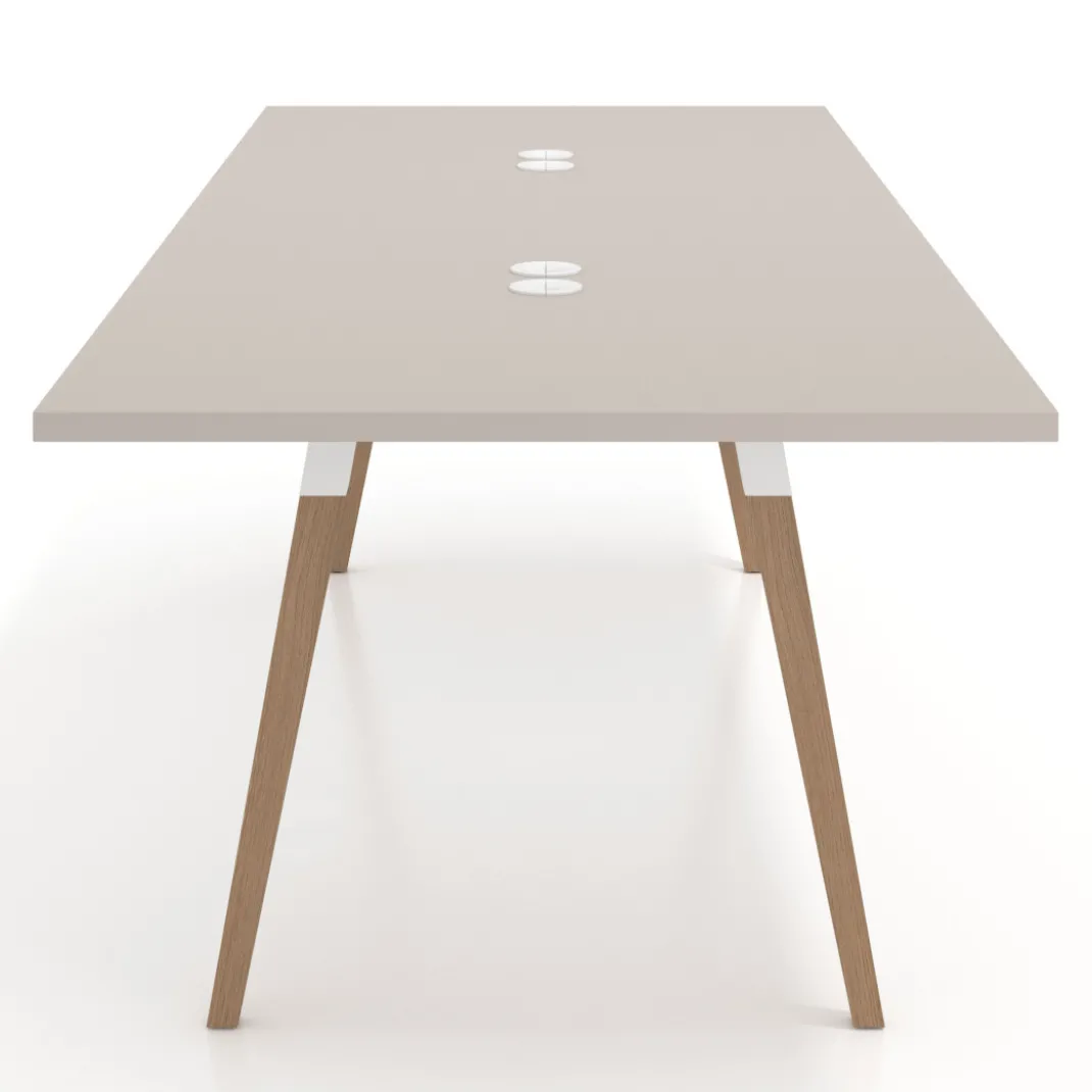 Mesa de reuniones rectangular Arki, gran formato, patas de madera