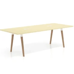 Mesa de reuniones rectangular Arki, gran formato, patas de madera