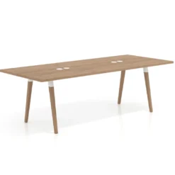 Mesa de reuniones rectangular Arki, gran formato, patas de madera