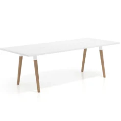 Mesa de reuniones rectangular Arki, gran formato, patas de madera