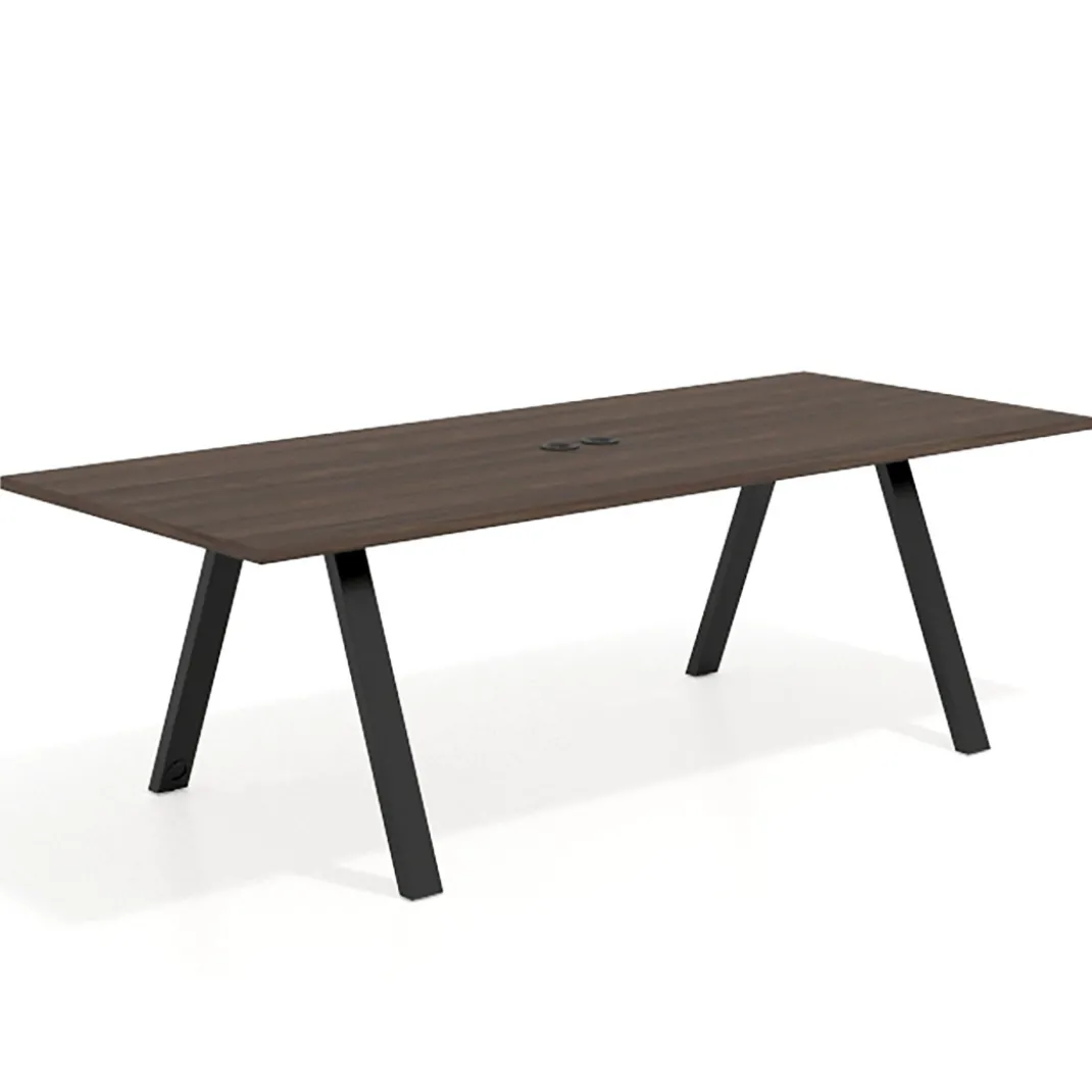 Mesa de reuniones rectangular UvePro fondo 100cm, estructura negra