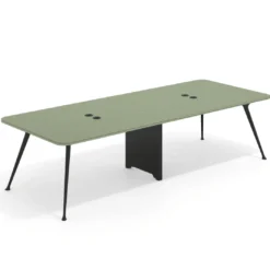 Mesa de reuniones Tekno doble, fondo 120, patas aluminio inyectado, estructura negra