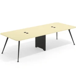 Mesa de reuniones Tekno doble, fondo 120, patas aluminio inyectado, estructura negra