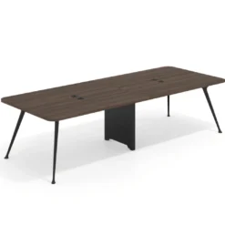 Mesa de reuniones Tekno doble, fondo 120, patas aluminio inyectado, estructura negra