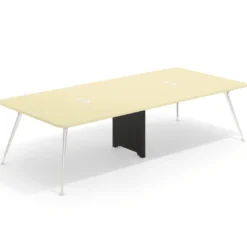 Mesa de reuniones Tekno gran formato, fondo 140, patas aluminio inyectado, estructura cromada