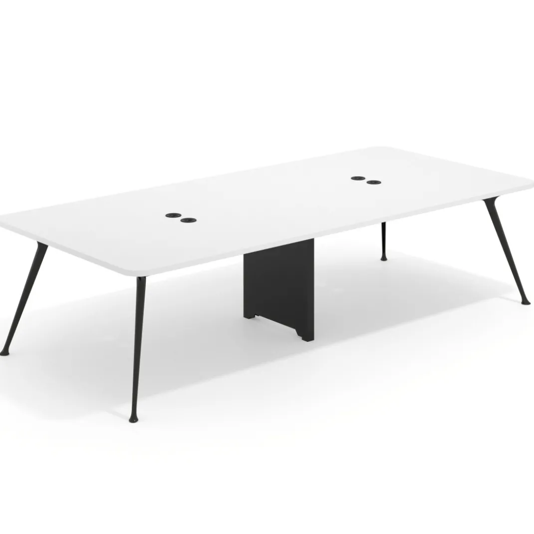 Mesa de reuniones Tekno gran formato, fondo 140, patas aluminio inyectado, estructura negra
