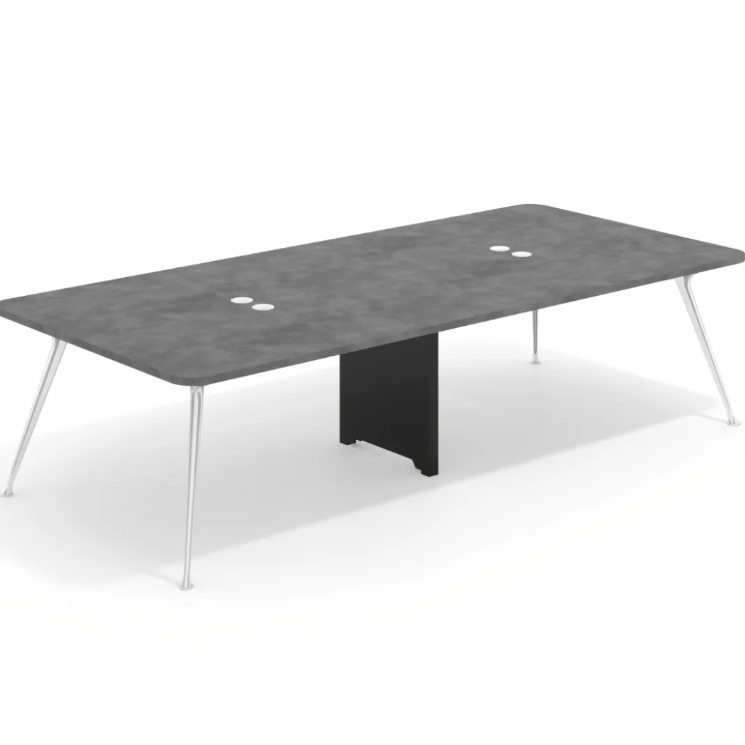 Mesa de reuniones Tekno gran formato, fondo 140, patas aluminio inyectado, estructura cromada