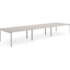 Mesa de reuniones triple Kube, encimera continua, fondo 142 cm, estructura aluminio