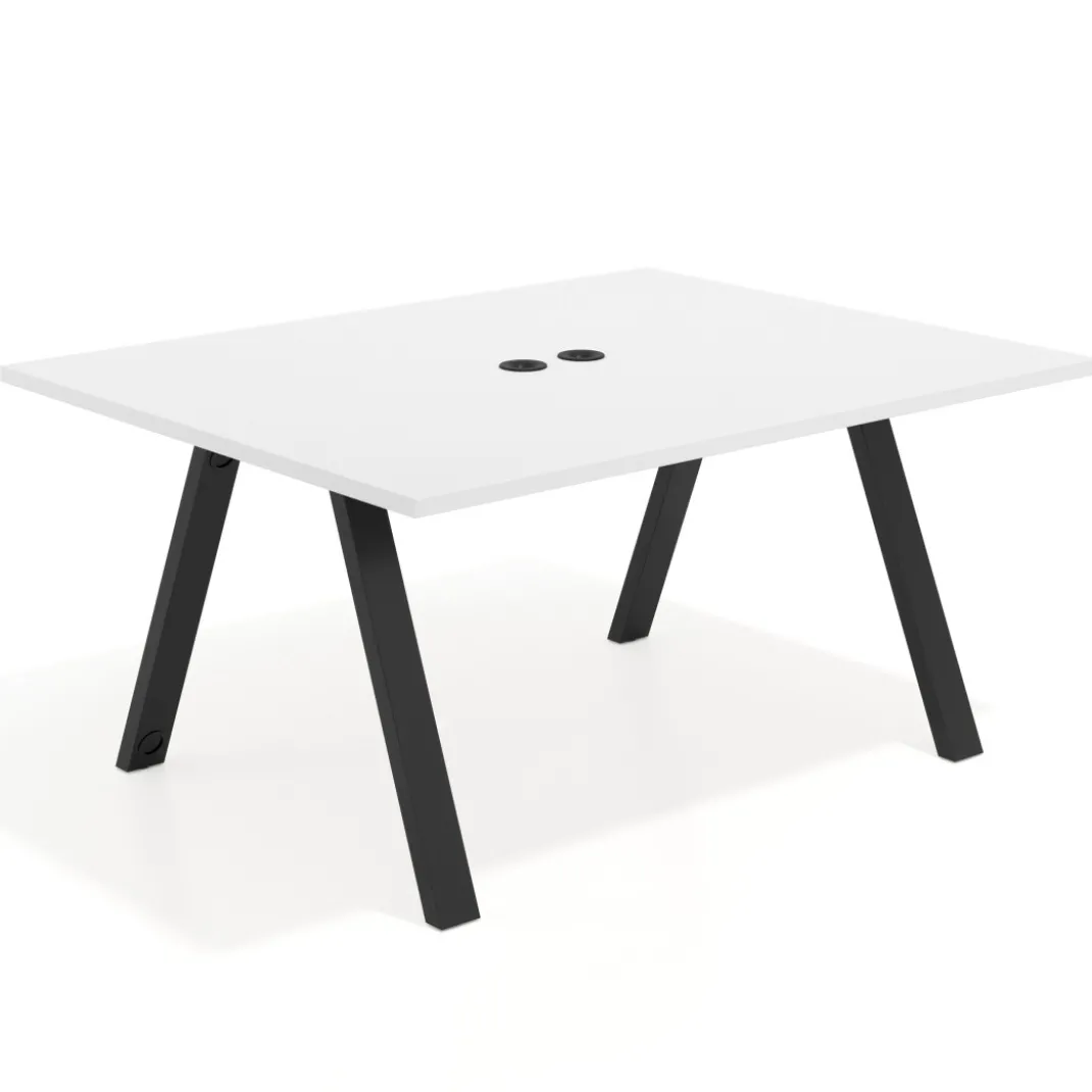 Mesa doble individual para coworking UvePro fondo 126 cm estructura negra
