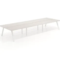 Mesa multipuesto UvePro Bench triple, fondo 166 cm, estructura blanca