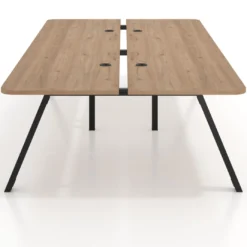 Mesa multipuesto UvePro Bench doble, fondo 166 cm, sobre curvo, estructura negra