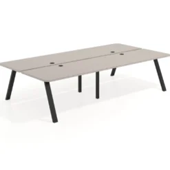 Mesa multipuesto UvePro Bench doble, fondo 166 cm, sobre curvo, estructura negra