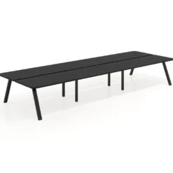 Mesa multipuesto UvePro Bench triple, fondo 166 cm, sobre curvo, estructura negra