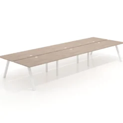 Mesa multipuesto UvePro Bench triple, fondo 166 cm, estructura blanca