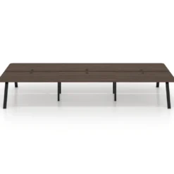 Mesa multipuesto UvePro Bench triple, fondo 166 cm, sobre curvo, estructura negra