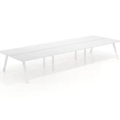 Mesa multipuesto UvePro Bench triple, fondo 166 cm, estructura blanca