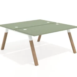 Mesa multipuesto UvePro Bench fondo 166 cm, estructura blanca/madera