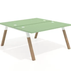 Mesa multipuesto UvePro Bench fondo 166 cm, estructura blanca/madera