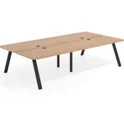 Mesa multipuesto UvePro Bench doble, fondo 166 cm, sobre curvo, estructura negra