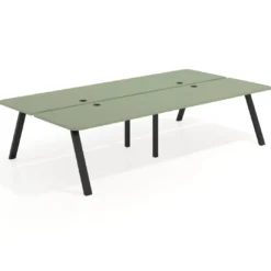 Mesa multipuesto UvePro Bench doble, fondo 166 cm, sobre curvo, estructura negra