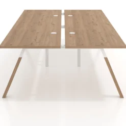 Mesa multipuesto UvePro Bench doble, fondo 166 cm, estructura blanca/madera