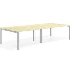 Mesa oficina multipuesto bench doble Kube, fondo 142cm, estructura aluminio