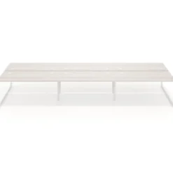 Mesa oficina multipuesto bench Delta triple, fondo 166cm estructura blanca