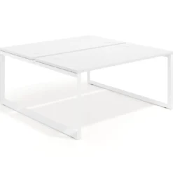 Mesa oficina multipuesto bench Delta fondo 166cm estructura blanca