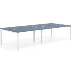 Mesa oficina multipuesto bench doble Kube, fondo 142cm, estructura blanco