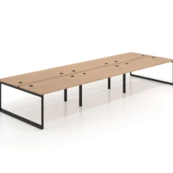 Mesa oficina multipuesto bench Delta triple, fondo 166cm estructura negra
