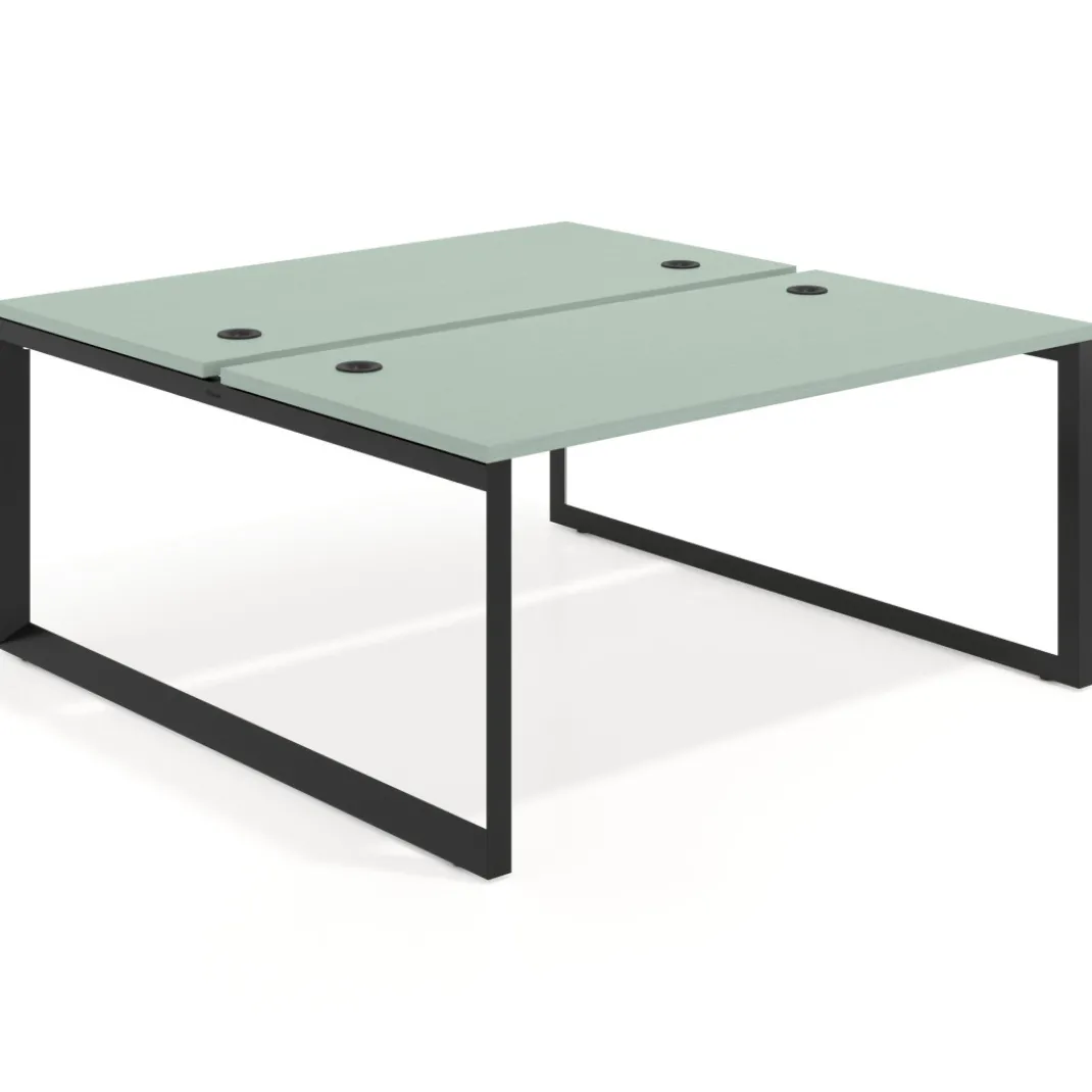 Mesa oficina multipuesto bench Delta fondo 166cm estructura negra
