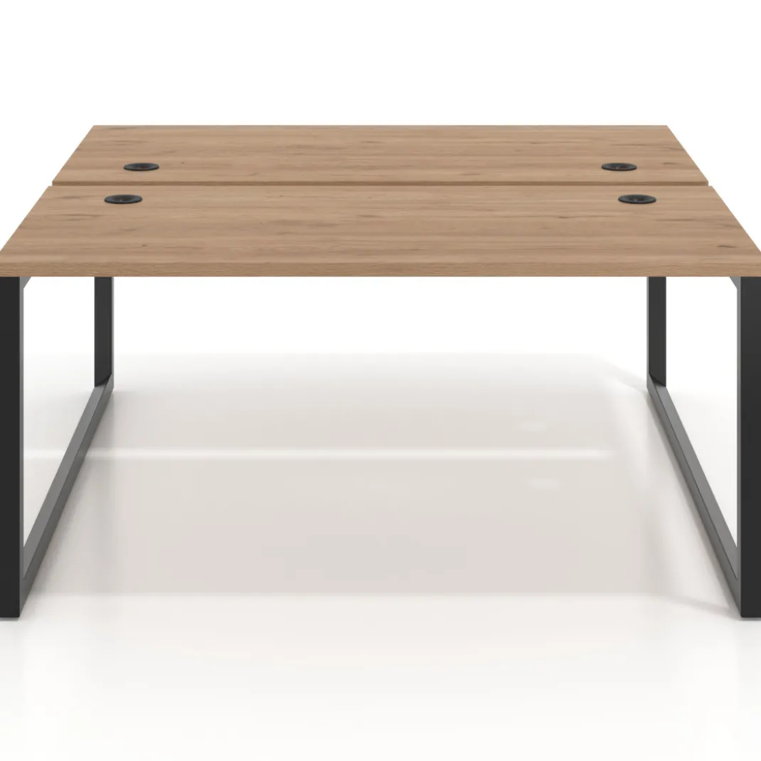 Mesa oficina multipuesto bench Delta fondo 166cm estructura negra