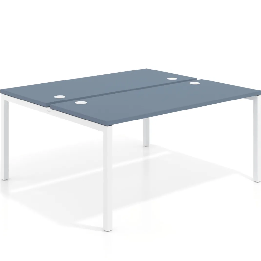 Mesa oficina multipuesto bench Kube fondo 142cm estructura blanca