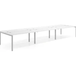 Mesa oficina multipuesto bench triple Kube, fondo 142cm, estructura aluminio