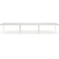 Mesa oficina multipuesto bench Kube triple, fondo 166 cm, estructura blanco
