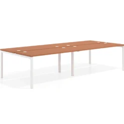 Mesa oficina multipuesto bench doble Kube, fondo 142cm, estructura blanco