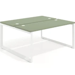 Mesa oficina multipuesto bench Delta fondo 142cm estructura blanca